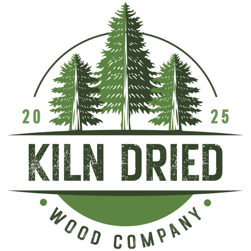Kiln Dried Wood Company logo featuring evergreen trees, representing premium kiln dried firewood and cooking wood produced in Ohio for fireplaces, smokers, pizza ovens, and outdoor fire pits.